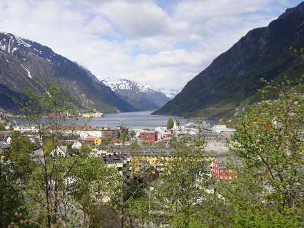 Panorama miasteczka Odda w Norwegii